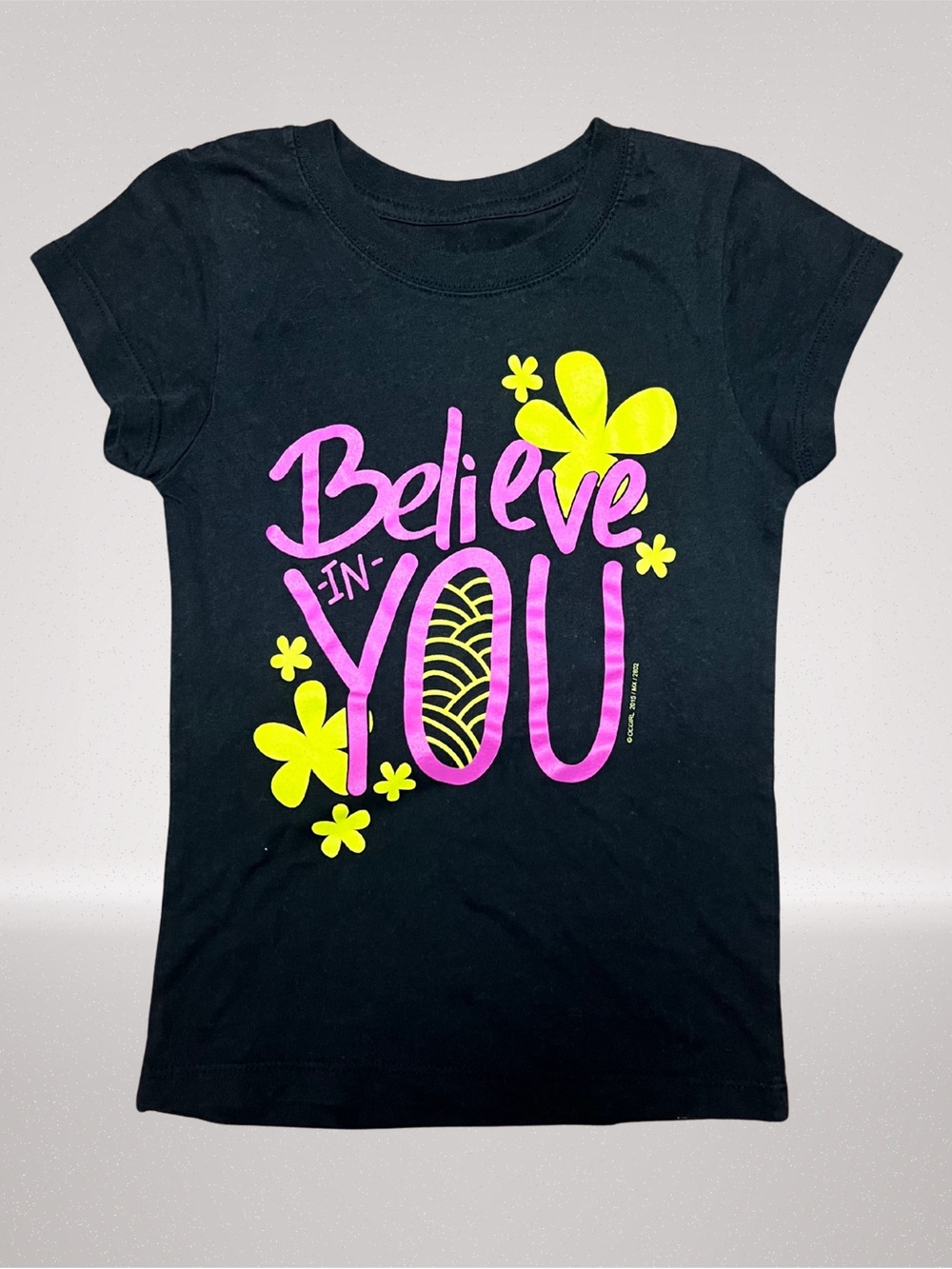 Pony Tails Girls “Believe in You” Graphic T-Shirt Size M 5/6 Black